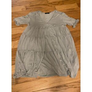21 Saints Women's v-neck lightweight short peasant tiered Gray Dress size XS